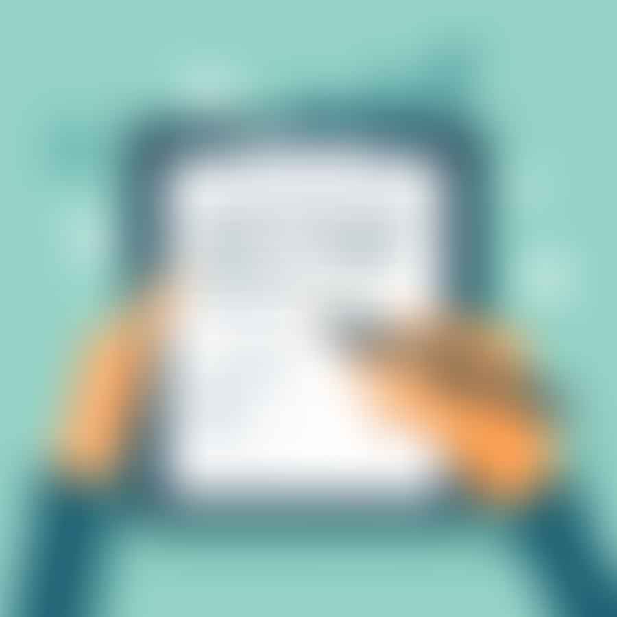 Illustration of a hand filling out the application form
